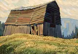 Hay Barn Fairmont by Margaret Shelton, 1978, oil on canvas board, sold May 2001