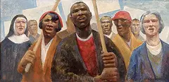 William J. Stapleton, Untitled - Protest, oil on particle board