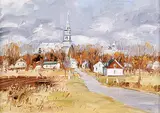 Terry Tomalty, Untitled - Township Village, oil on canvas board