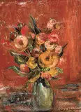 William Lewy Leroy Stevenson, Floral on Red Background
