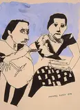 Maxwell Bennett Bates, Untitled - Two Figures, 1976, monoprint on paper