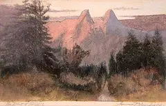 James Blomfield, The Lions of Capilano Vancouver B.C., monoprint and etching on paper