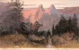James Blomfield, The Lions of Capilano Vancouver B.C., monoprint and etching on paper