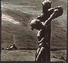 Rodolphe Duguay, Christ's Vigil, 1935, wood block on paper