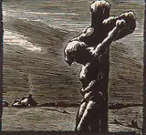Rodolphe Duguay, Christ's Vigil, 1935, wood block on paper