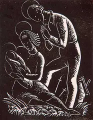 Henry George Glyde, Untitled - The Holy Family, lino block on paper