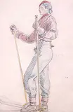 Thomas Garland Greene, Untitled - Skier, colour pencil on paper