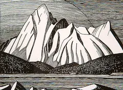 Lawren Harris, Maligne Lake, Jasper Park, Alberta, 1924, relief print on paper