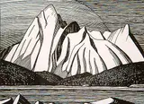 Lawren Harris, Maligne Lake, Jasper Park, Alberta, 1924, relief print on paper