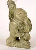 George Auksaq, Drum Dancer, 1990, light green soapstone sculpture with BON