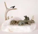 Tom Bourke, A Successful Hunt, 1995, soapstone and bone sculpture