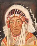 Percy Plain Woman, Untitled - Indian Chief, oil on canvas