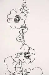 Claude A. Simard, Untitled - Floral Study, ink on paper