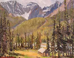 John Gordon Sinclair, Mile 44, Jasper - Banff Highway, oil on particle board
