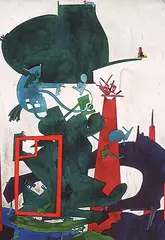 Quentin Caron, Untitled - Red Door, 1981, watercolour on paper
