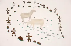 Agnes Aleekuk, Inukshuit #34/50, 1982, colour stencil on paper