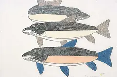 Janet Kigusiuq, Irkaluk #14/50, 1981, colour stencil and relief print on paper