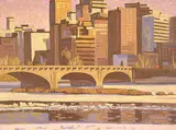 Evening Light, Spring, Tenth Street Bridge by Illingworth Kerr, 1985, oil on canvas, sold Jan 2001