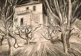 Jack Shadbolt, Untitled [House and Trees], 1938, graphite on paper