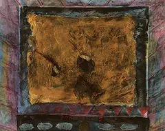 Nancy Tice, Barking Dogs, mixed media on paper
