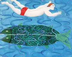 Jane Zednik, Belly Flop, 1981, oil on canvas