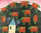 Jane Zednik, Sunrise Sheep, 1980, oil on canvas