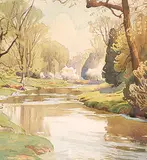 Frederick Henry Brigden, A Spring Sketch, watercolour on paper