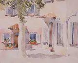 Arthur James Wetherall Burgess, Place du Chateau / Trans en Provence, watercolour on paper