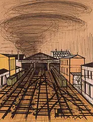 La Gare #E.A. by Bernard Buffet, lithograph on paper, sold Nov 2000