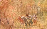 Frederick Sproston Challener, Untitled - Two Riders with Pack Horses, 1900, watercolour on paper