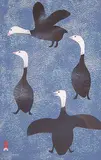 Kellypalik Mangitak, Blue Geese on Snow #30/26, 1959, colour skin stencil on paper