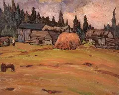 Frederick Nicholas Loveroff, Untitled - The Old Barns, oil on panel