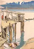 Walter J. Phillips, Jim King's Wharf #74/100, 1927, colour wood block on paper