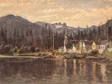 A. Lee Rogers, Untitled - Indian Church at Capilano Reserve, Lion's Gate, North Vancouver, 1900, oil on canvas