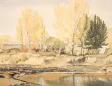 Untitled - Rosebud Creek at Rosedale by Margaret Shelton, 1944, watercolour on paper, sold Nov 2000