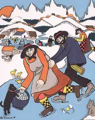 Elke Sommer, Untitled - The Skaters #AP, 1976, colour silkscreen on paper