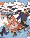 Elke Sommer, Untitled - The Skaters #AP, 1976, colour silkscreen on paper