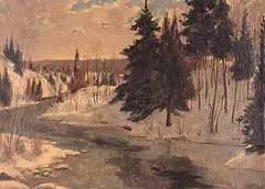 Thomas Albert Stone, Northern Stream in Winter, oil on canvas