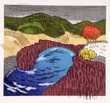 Anne Meredith Barry, Pond with Rushes No. 2 #6/14, 1996, colour wood block/lithograph on paper