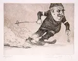 Charles Bragg, Untitled - Skier #44/250, etching on paper