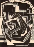 Francis Douglas Motter, Forward Pass, wood block on paper