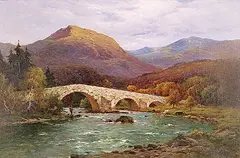 Alfred de Breanski, Old Bridge of Dee, Invercauld, N.B., oil on canvas
