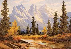Untitled - Three Sisters by Duncan MacKinnon Crockford, 1958, oil on canvas board, sold May 2000
