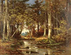 William Malcolm Cutts, Untitled - A Woodland Stream, oil on canvas