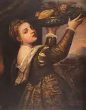 Maria della Martina, Girl with a Basket of Fruit, Lavinia [after Tiziano 1555-1558], 1932, oil on canvas