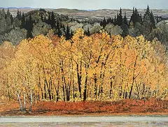 Gilbert A. Flodberg, Autumn Drama Tapestry, acrylic on canvas