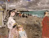 François Gall, Untitled - Family at the Beach, oil on canvas