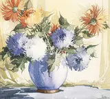 William Garnet Hazard, Mums and Chinese Vase, 1945, watercolour on paper
