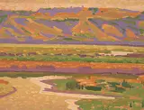 Qu'Appelle Valley, Autumn Haze by Illingworth Kerr, 1987, oil on canvas board, sold May 2000