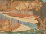 Red Autumn, Forest Reserve by Illingworth Kerr, 1983, oil on canvas, sold May 2000